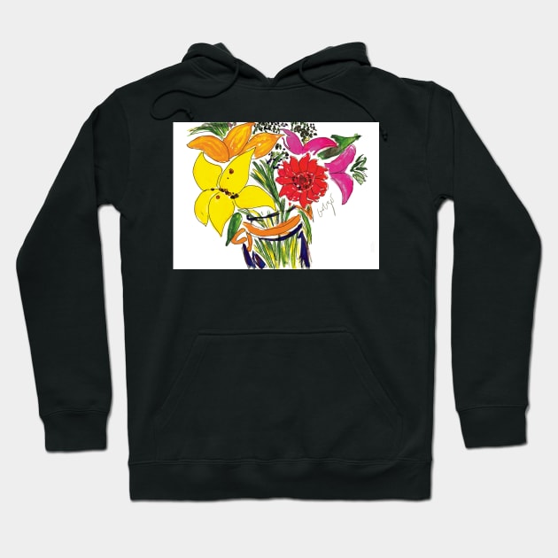 Joyful Flowers Hoodie by Colzo Art